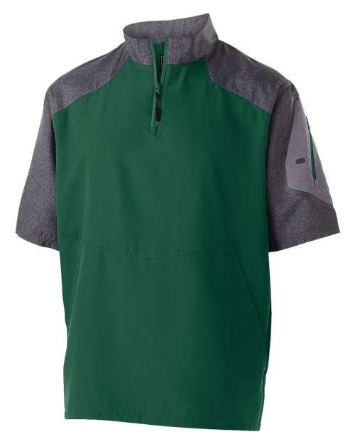 Unisex Raider Short Sleeve Quarter-Zip Pullover - Carbon Print/ Forest