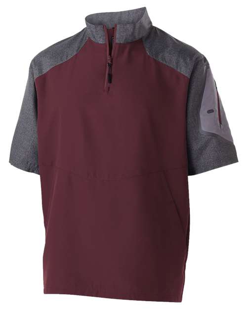 Unisex Raider Short Sleeve Quarter-Zip Pullover - Carbon Print/ Maroon