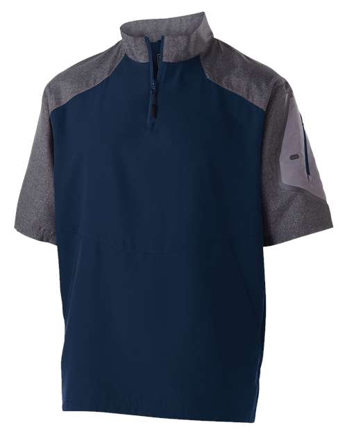 Unisex Raider Short Sleeve Quarter-Zip Pullover - Carbon Print/ Navy