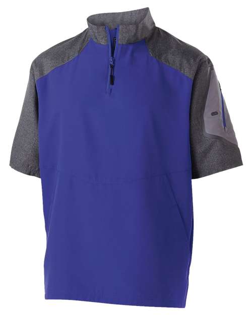 Unisex Raider Short Sleeve Quarter-Zip Pullover - Carbon Print/ Purple