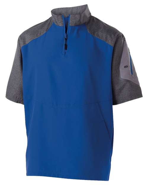 Unisex Raider Short Sleeve Quarter-Zip Pullover - Carbon Print/ Royal