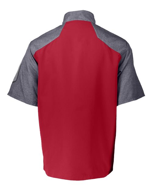 Unisex Raider Short Sleeve Quarter-Zip Pullover - Carbon Print/ Scarlet