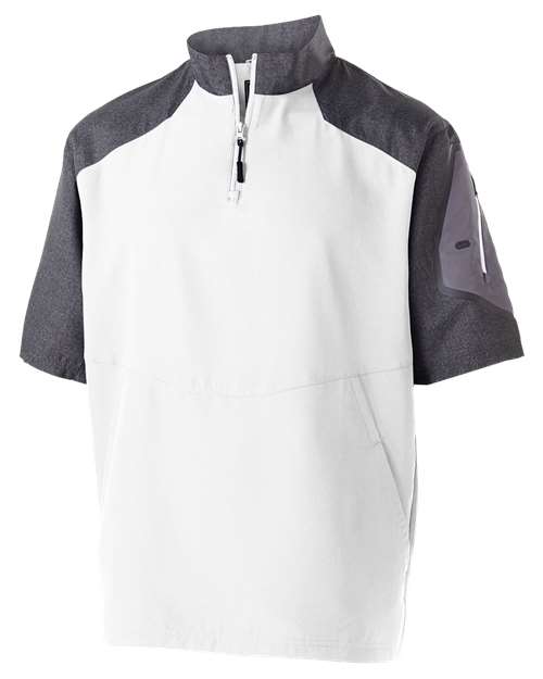 Unisex Raider Short Sleeve Quarter-Zip Pullover - Carbon Print/ White