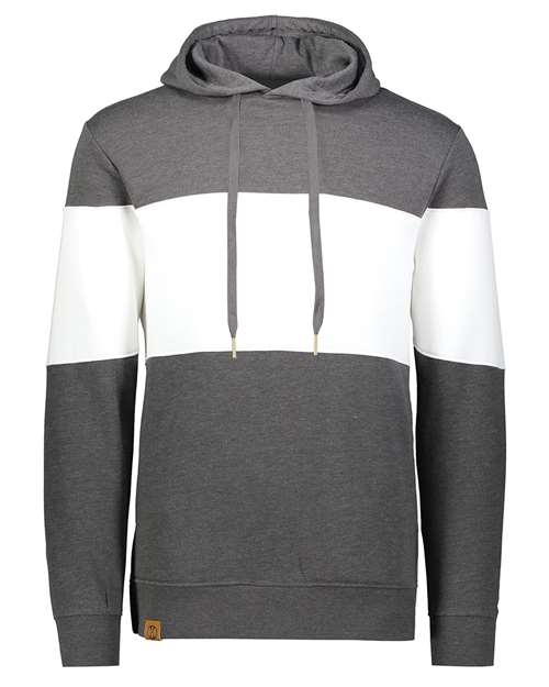 Men's All-American Fleece Colorblocked Hooded Sweatshirt - Carbon Heather/ White