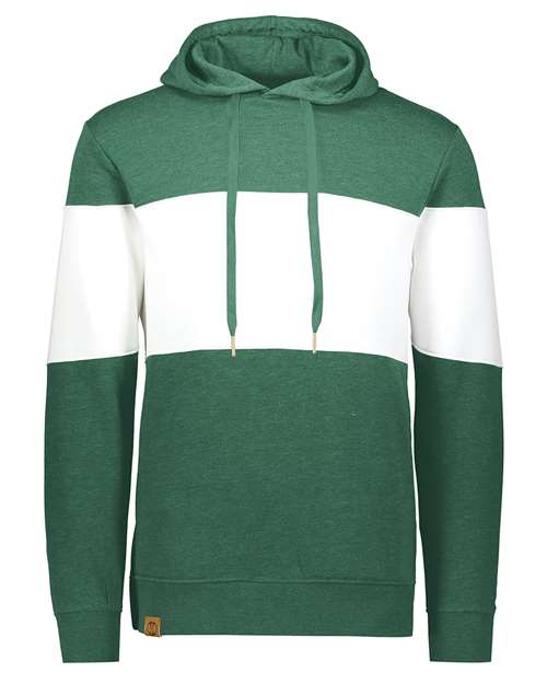 Men's All-American Fleece Colorblocked Hooded Sweatshirt - Dark Green Heather/ White