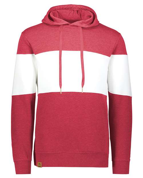 Men's All-American Fleece Colorblocked Hooded Sweatshirt - Scarlet Heather/ White