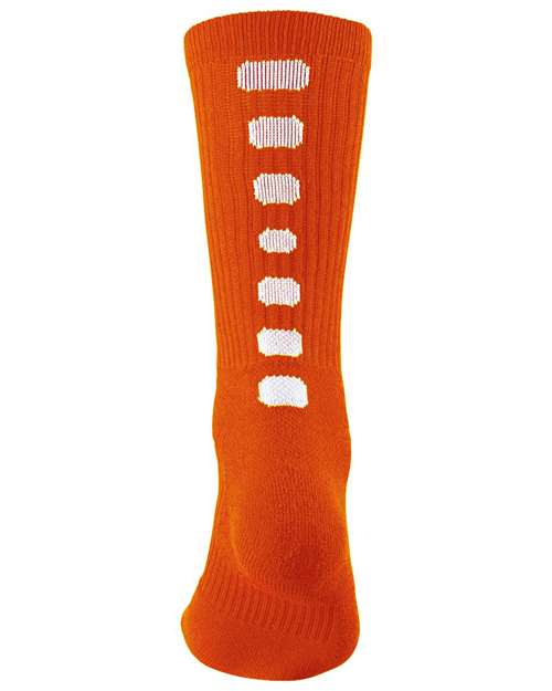 Colorblocked Crew Socks - Orange/ White