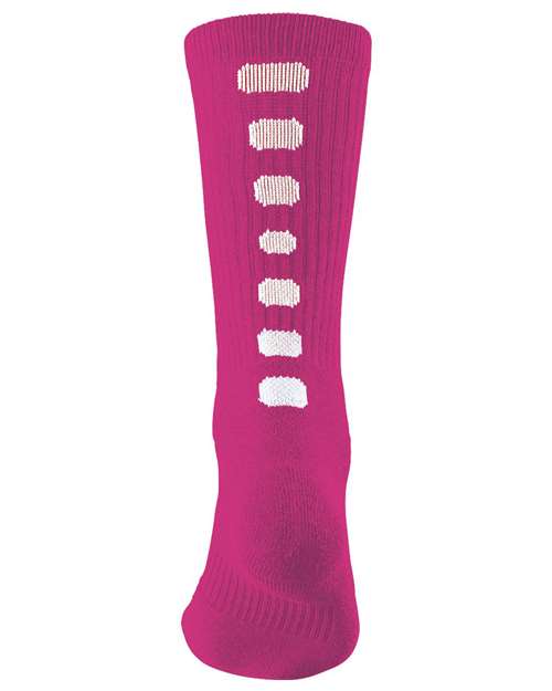 Colorblocked Crew Socks - Power Pink/ White