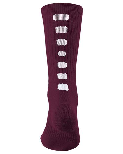 Colorblocked Crew Socks - Maroon/ White
