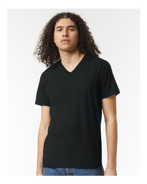 Unisex CVC V-Neck Tee - Black