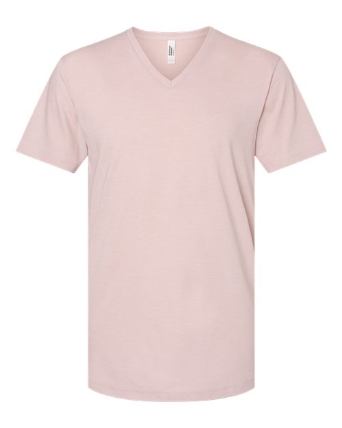 Unisex CVC V-Neck Tee - Heather Blush
