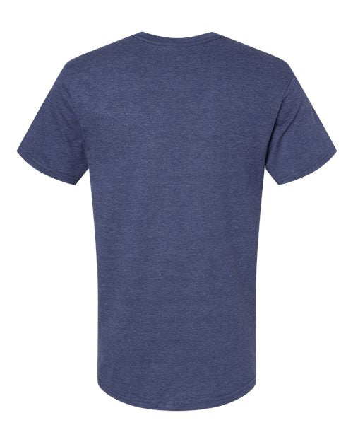 Unisex CVC V-Neck Tee - Heather Indigo