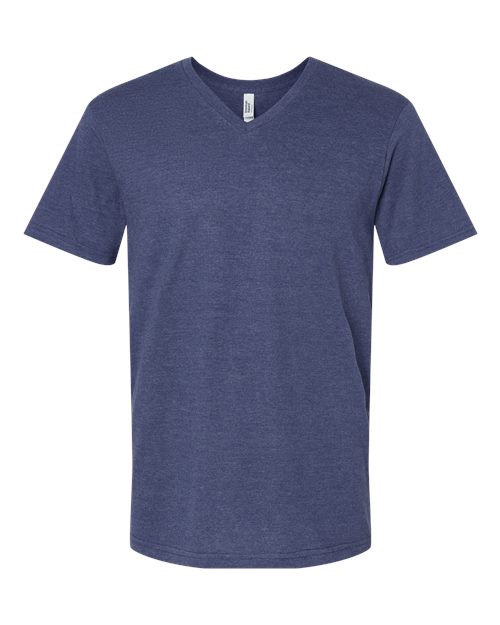 Unisex CVC V-Neck Tee - Heather Indigo