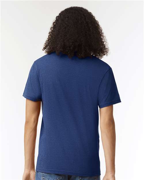 Unisex CVC V-Neck Tee - Heather Indigo