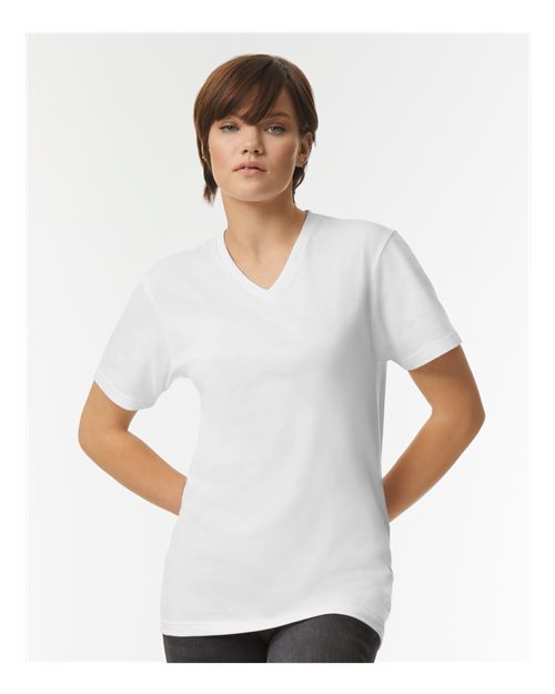 Unisex CVC V-Neck Tee - White