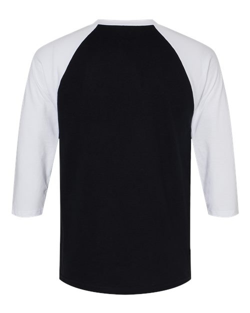 Unisex CVC Three-Quarter Sleeve Tee - Black/ White