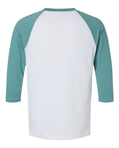 Unisex CVC Three-Quarter Sleeve Tee - White/Heather Arctic