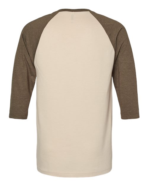 Unisex CVC Three-Quarter Sleeve Tee - Heather Bone/ Heather Army