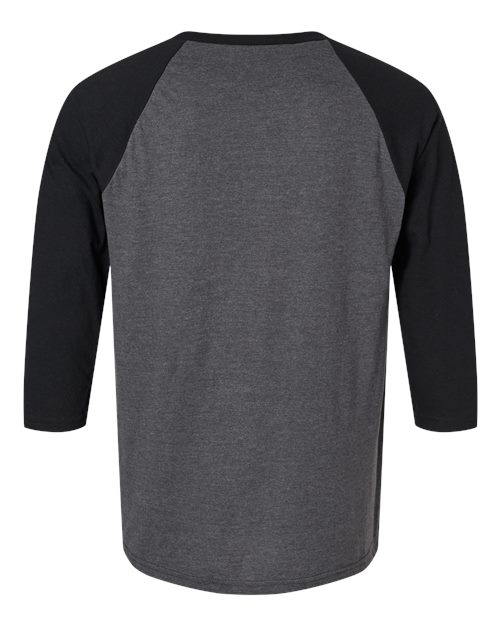 Unisex CVC Three-Quarter Sleeve Tee - Heather Charcoal/ Black