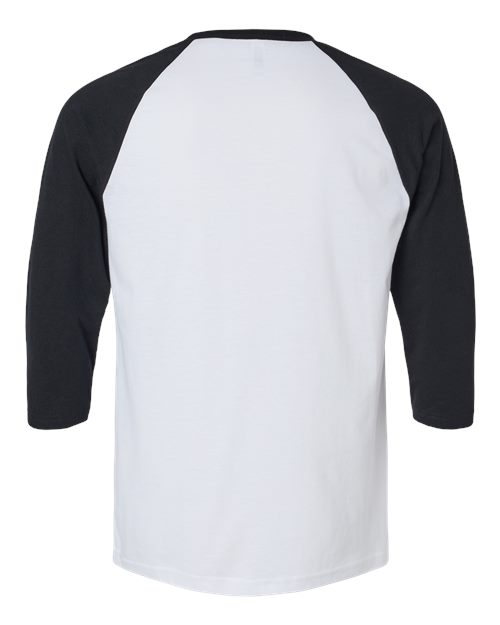 Unisex CVC Three-Quarter Sleeve Tee - White/ Black