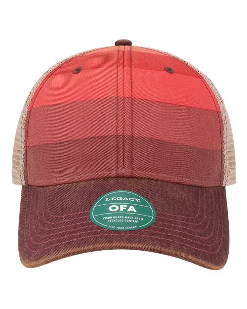 Old Favorite Trucker Cap - Red Stripe/ Khaki