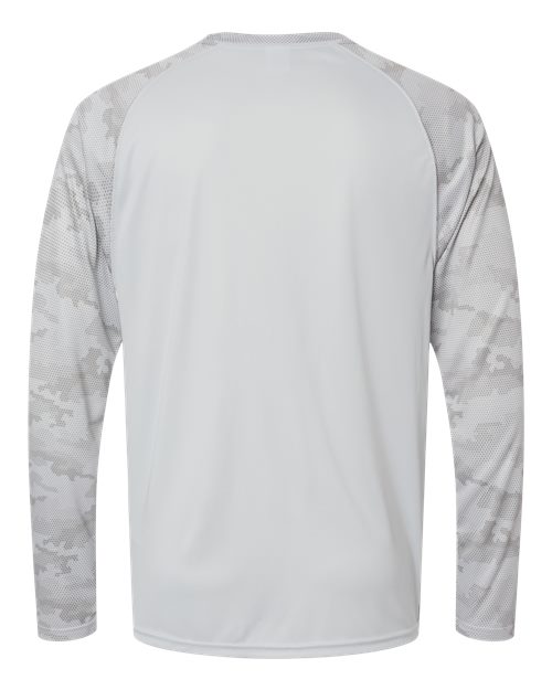 Unisex Cayman Performance Camo Colorblocked Long Sleeve T-Shirt - Aluminum