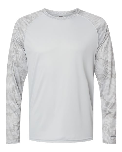 Unisex Cayman Performance Camo Colorblocked Long Sleeve T-Shirt - Aluminum