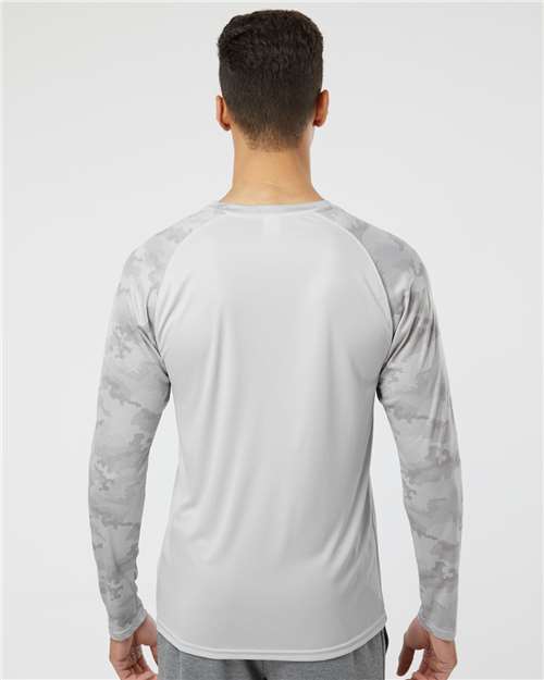 Unisex Cayman Performance Camo Colorblocked Long Sleeve T-Shirt - Aluminum