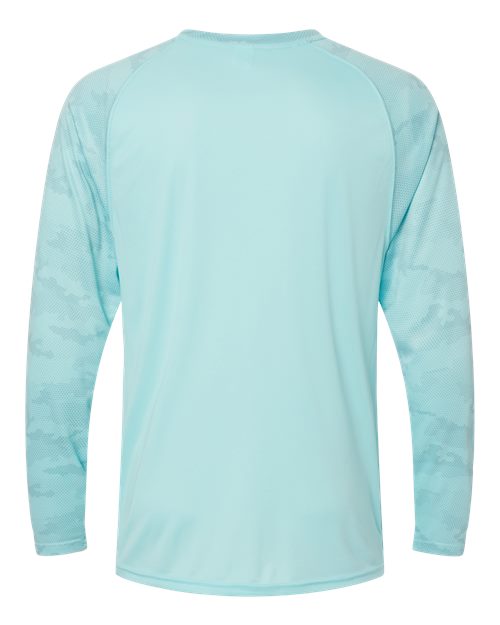 Unisex Cayman Performance Camo Colorblocked Long Sleeve T-Shirt - Aqua Blue