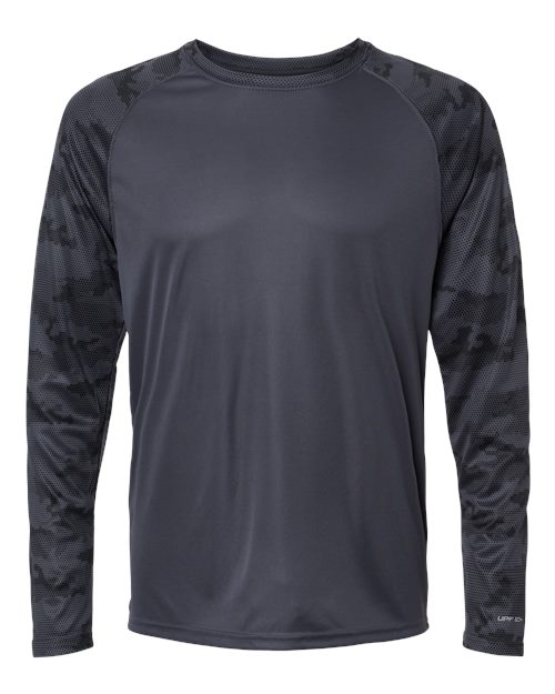 Unisex Cayman Performance Camo Colorblocked Long Sleeve T-Shirt - Graphite