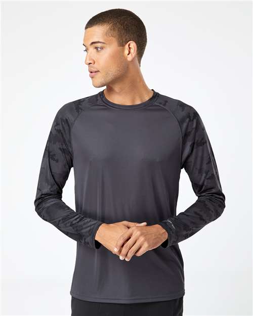 Unisex Cayman Performance Camo Colorblocked Long Sleeve T-Shirt - Graphite