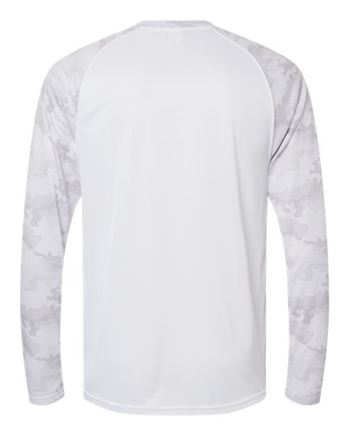 Unisex Cayman Performance Camo Colorblocked Long Sleeve T-Shirt - White