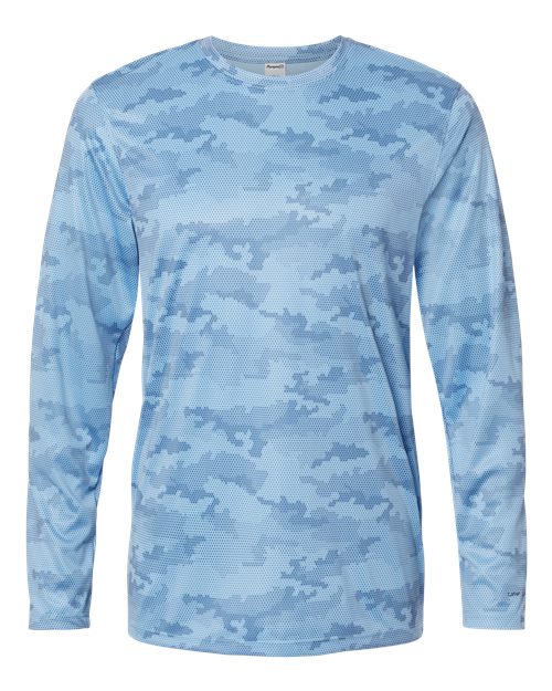 Unisex Pompano Performance Camo Long Sleeve T-Shirt - Blue Mist