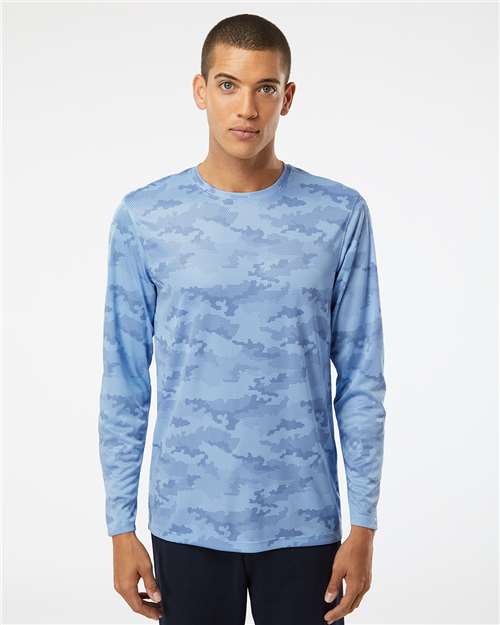 Unisex Pompano Performance Camo Long Sleeve T-Shirt - Blue Mist