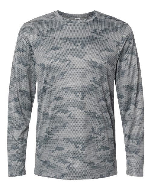 Unisex Pompano Performance Camo Long Sleeve T-Shirt - Medium Grey
