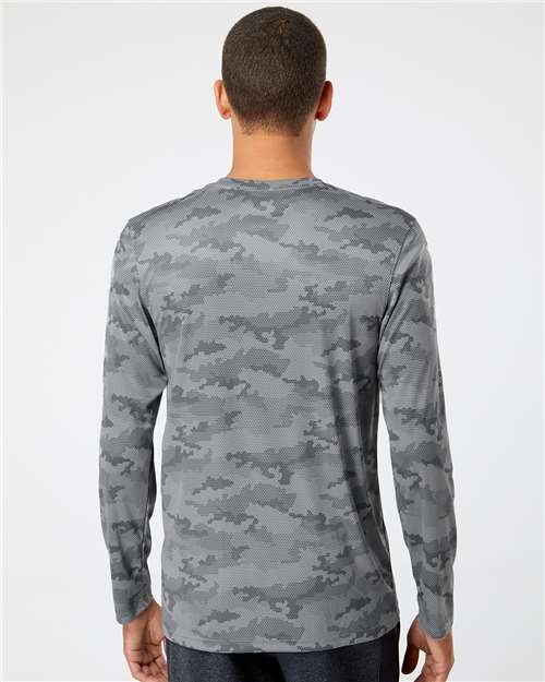 Unisex Pompano Performance Camo Long Sleeve T-Shirt - Medium Grey