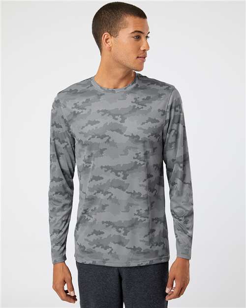 Unisex Pompano Performance Camo Long Sleeve T-Shirt - Medium Grey
