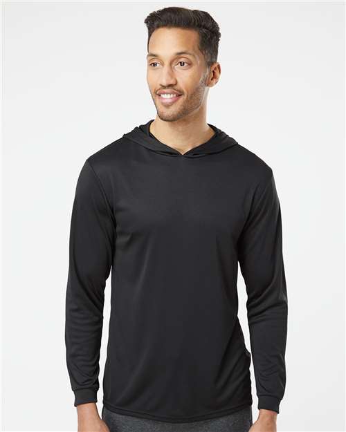 Unisex Bahama Performance Hooded Long Sleeve T-Shirt - Black