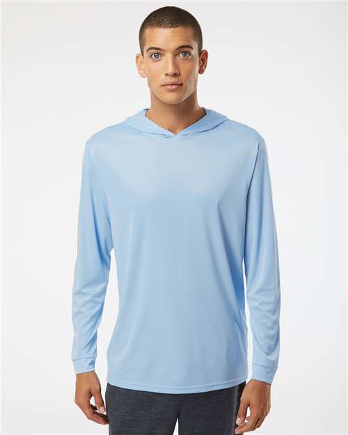 Unisex Bahama Performance Hooded Long Sleeve T-Shirt - Blue Mist