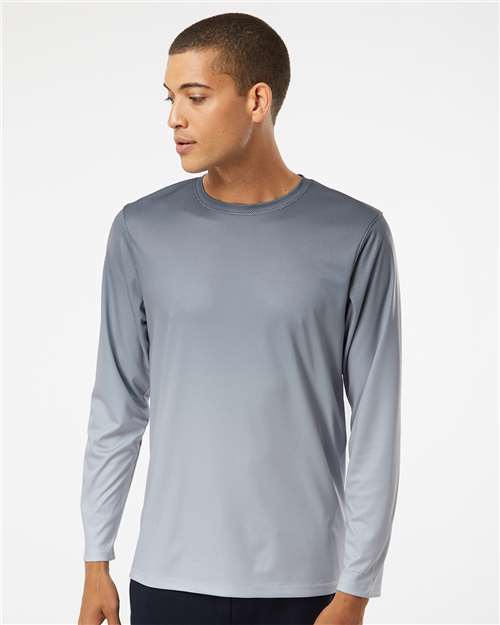 Unisex Barbados Performance Pin Dot Long Sleeve T-Shirt - Black/ Light Charcoal