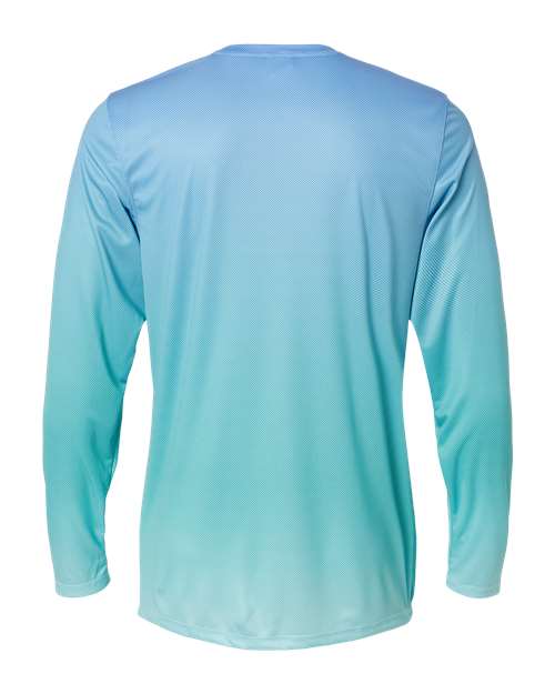 Unisex Barbados Performance Pin Dot Long Sleeve T-Shirt - Blue Mist/ Light Teal