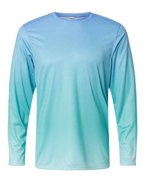 Unisex Barbados Performance Pin Dot Long Sleeve T-Shirt - Blue Mist/ Light Teal