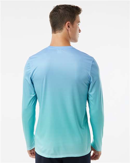 Unisex Barbados Performance Pin Dot Long Sleeve T-Shirt - Blue Mist/ Light Teal