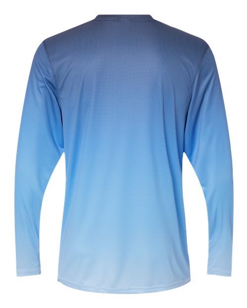 Unisex Barbados Performance Pin Dot Long Sleeve T-Shirt - Navy/ Blue Mist