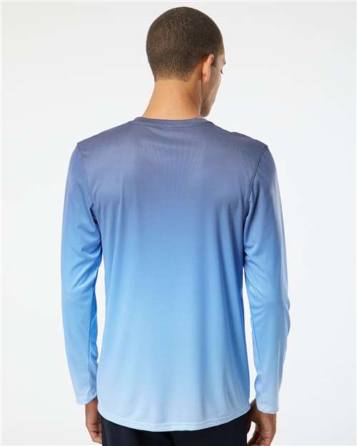 Unisex Barbados Performance Pin Dot Long Sleeve T-Shirt - Navy/ Blue Mist