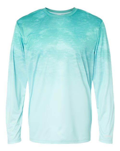 Unisex Montauk Oceanic Fade Performance Long Sleeve T-Shirt - Aqua Fade