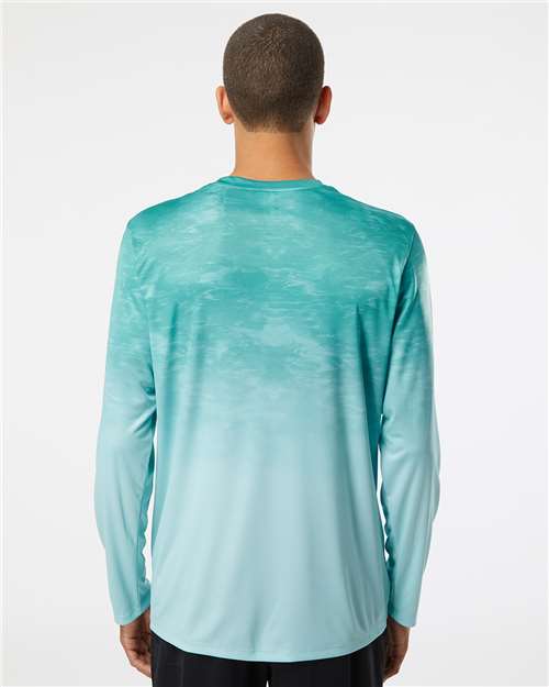 Unisex Montauk Oceanic Fade Performance Long Sleeve T-Shirt - Aqua Fade