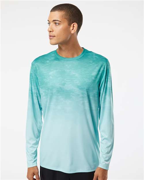 Unisex Montauk Oceanic Fade Performance Long Sleeve T-Shirt - Aqua Fade
