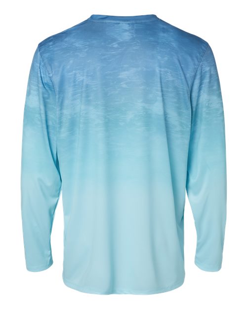 Unisex Montauk Oceanic Fade Performance Long Sleeve T-Shirt - Blue Aqua Fade