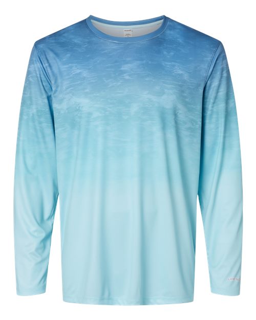 Unisex Montauk Oceanic Fade Performance Long Sleeve T-Shirt - Blue Aqua Fade